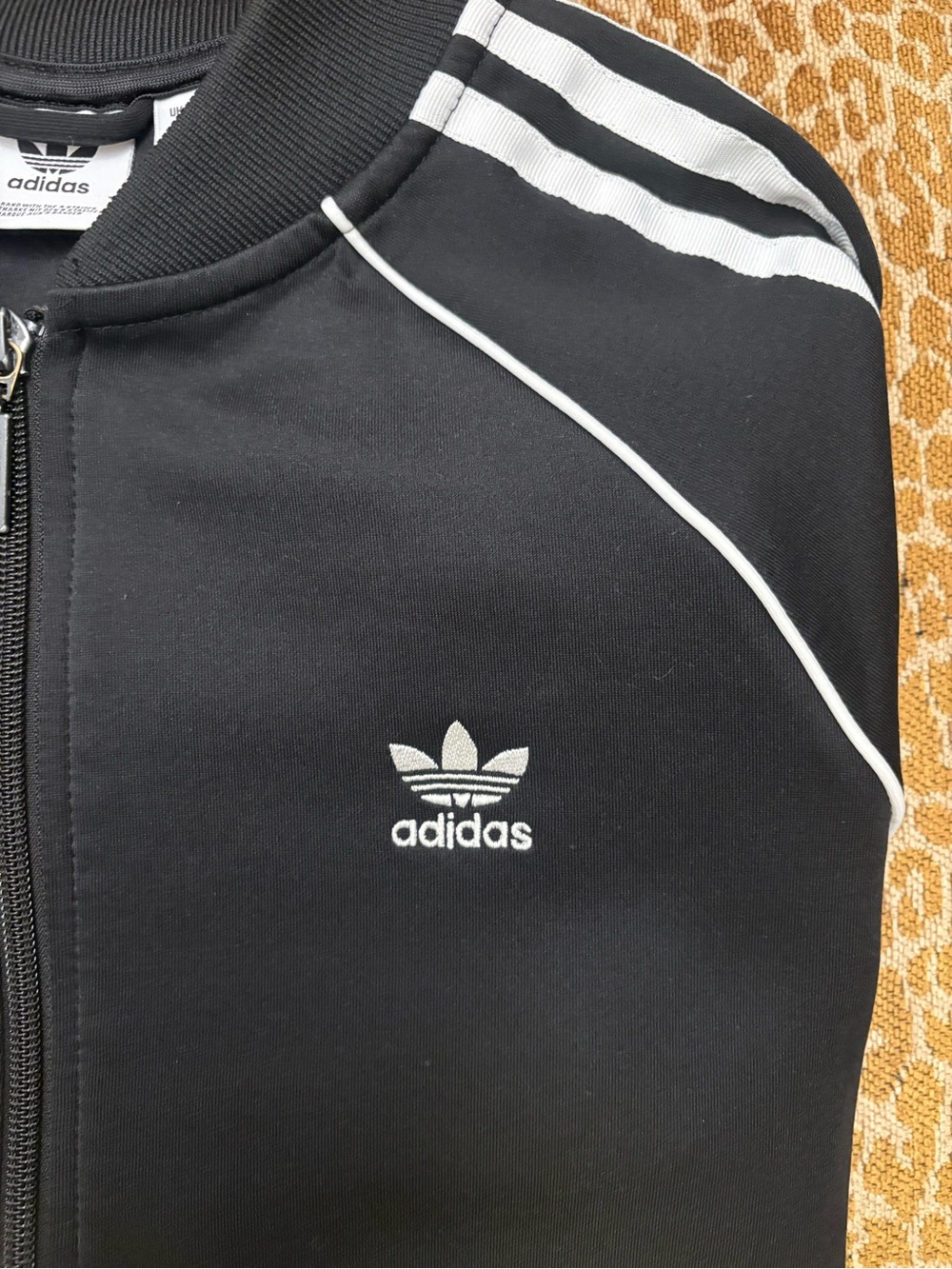 adidas Black Track Jacket with White Stripes - Picture 2 of 5